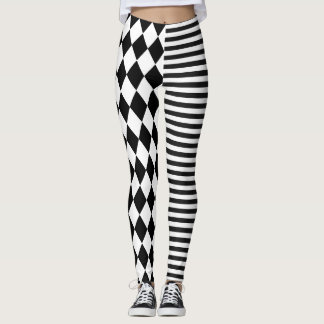 Leggings Rayas Negras y Blancas y Payaso de Diamante