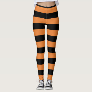 Leggings Rayas Negras y Naranjas Diversión Festiva Hallowee