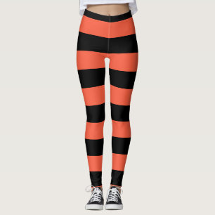 Leggings Rayas Negras y Naranjas Diversión Festiva Hallowee