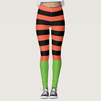 Leggings Rayas negras y naranjas divertido Halloween fondo