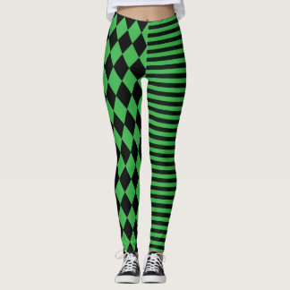 Leggings Rayas Negras y Verdes y Payaso de Diamante