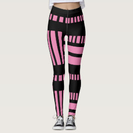 Leggings Rayas.Negro Blanco 01 Fondo Rosa