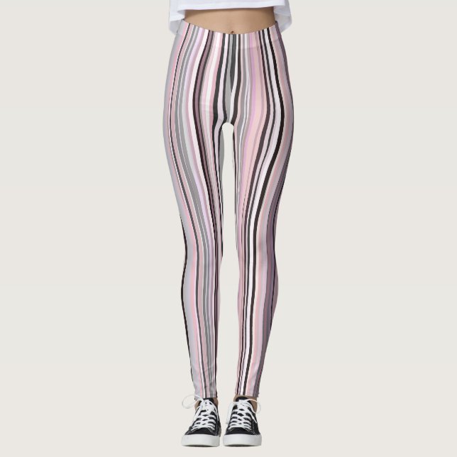 Leggings Rayas onduladas de borgoña, rosa y morada (Anverso)