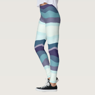Leggings Rayas onduladas púrpura y turquesa