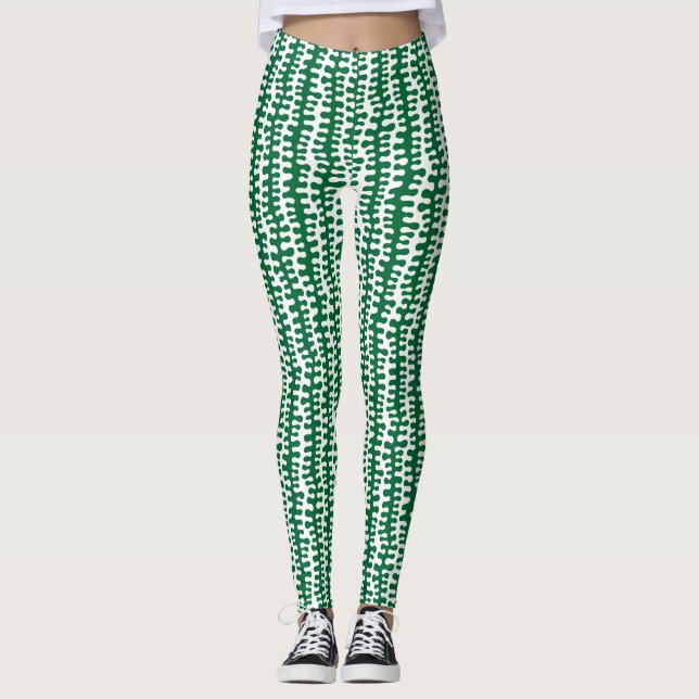 Leggings Rayas orgánicas - Verde forestal (Anverso)