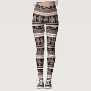 Leggings Rayas ornamentas marrón mexicanas