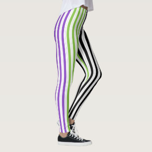 Leggings Rayas Purpura Verde Negro