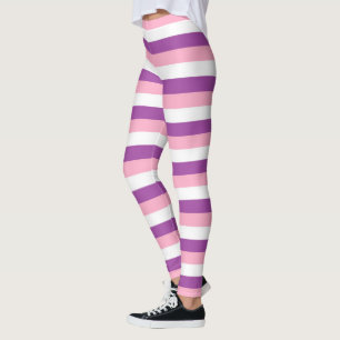 Leggings Rayas púrpuras, rosadas y blancas