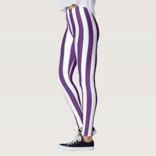 Leggings Rayas púrpuras y blancas verticales