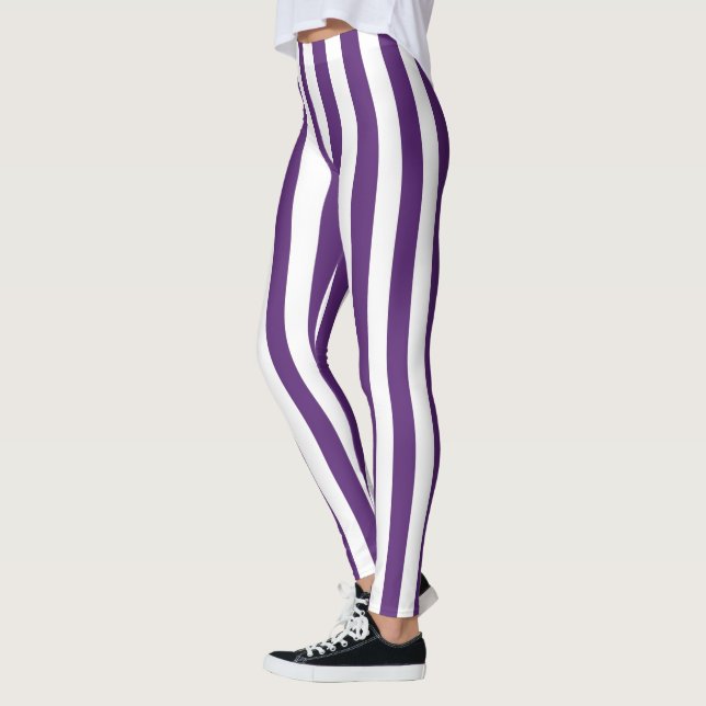 Leggings Rayas púrpuras y blancas verticales (Izquierda)