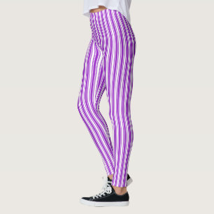 Leggings Rayas reales de caramelo morado y blanco