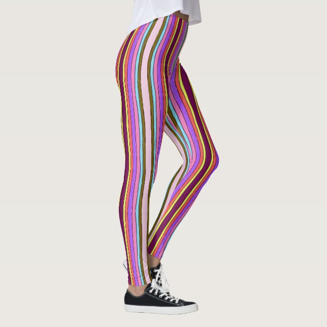 Leggings Rayas Retro Brillantes y Audaces Multi Color (Derecha)