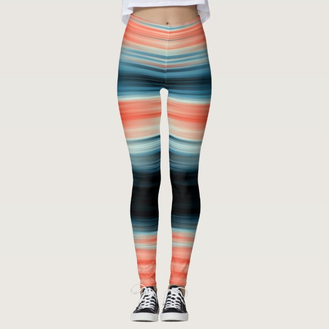 Leggings Rayas Rojas Azules Naranja de moda (Anverso)