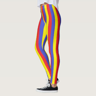 Leggings Rayas rojas, azules y amarillas verticales