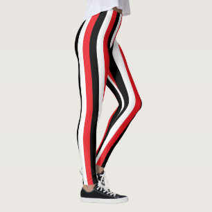 Leggings Rayas rojas, blancos y negros verticales