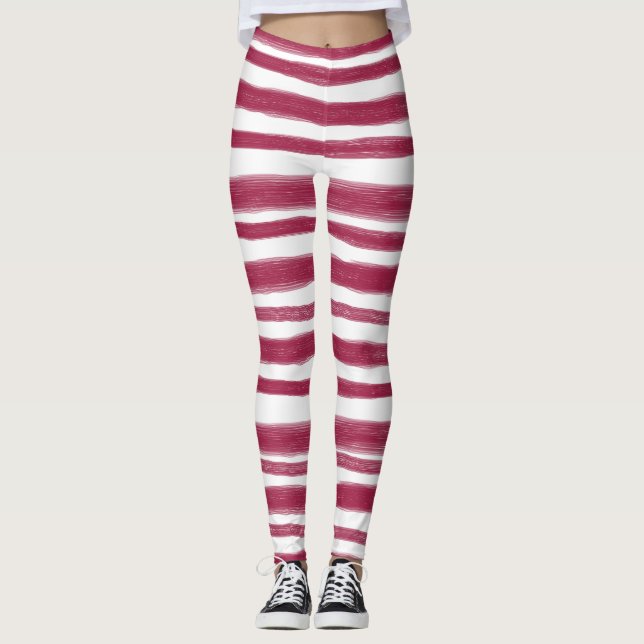 Leggings Rayas Rojas Bordeaux  (Anverso)