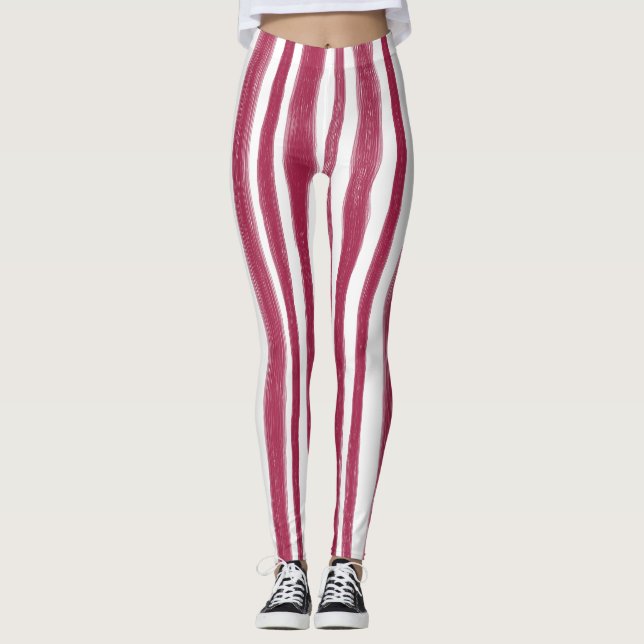Leggings Rayas Rojas Bordeaux  (Anverso)