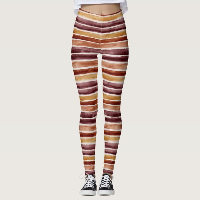 Leggings Rayas Rojas Naranja Melocotón Burdeos (Anverso)