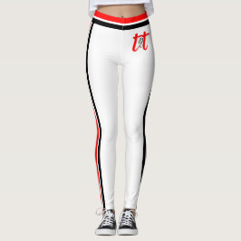 Leggings Rayas rojas/negras en blanco