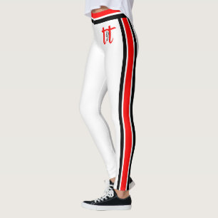 Leggings Rayas rojas/negras en blanco