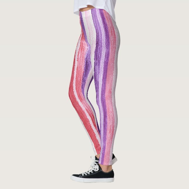 Leggings Rayas rojas rosadas de Rubor morado Girona (Izquierda)