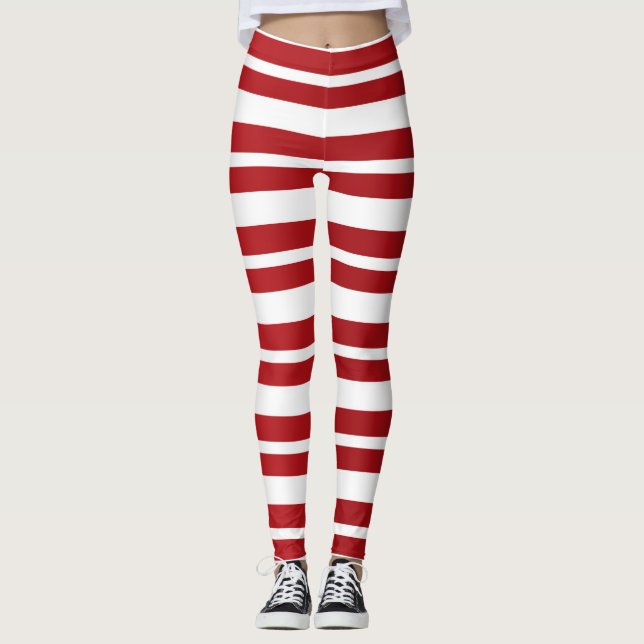 Leggings Rayas Rojas y Blancas Fiesta Navideña (Anverso)