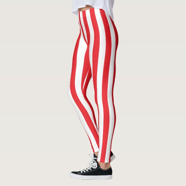 Leggings Rayas rojas y blancas verticales (Izquierda)