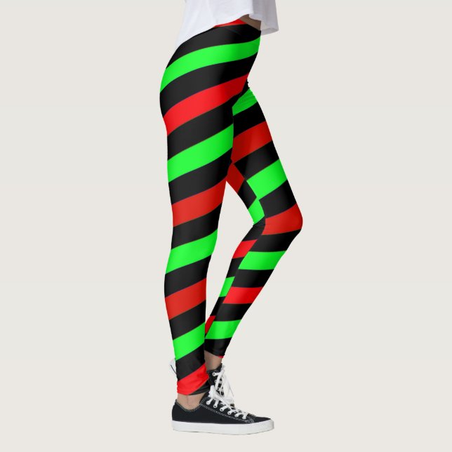 Leggings Rayas rojas y negras verde limón (Derecha)
