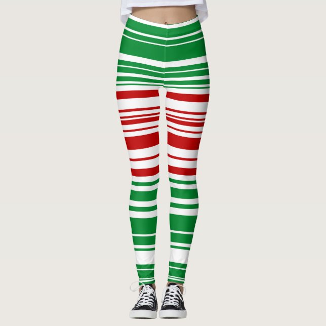 Leggings Rayas rojas y verdes (Anverso)