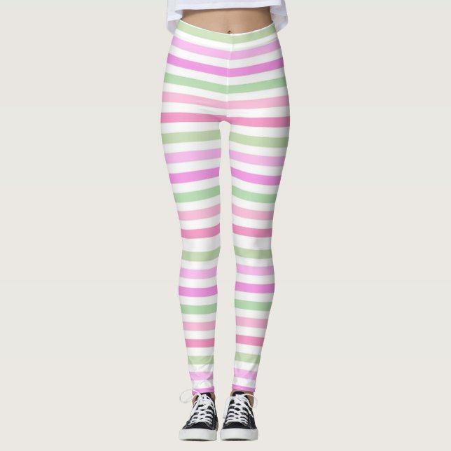 Leggings Rayas, rosa, verde (Anverso)