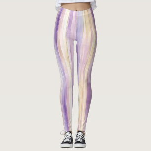 Leggings Rayas rosadas doradas púrpura femeninas