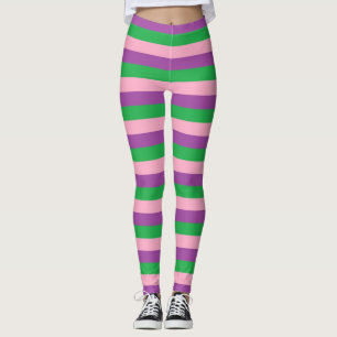 Leggings Rayas rosadas, púrpuras y verdes