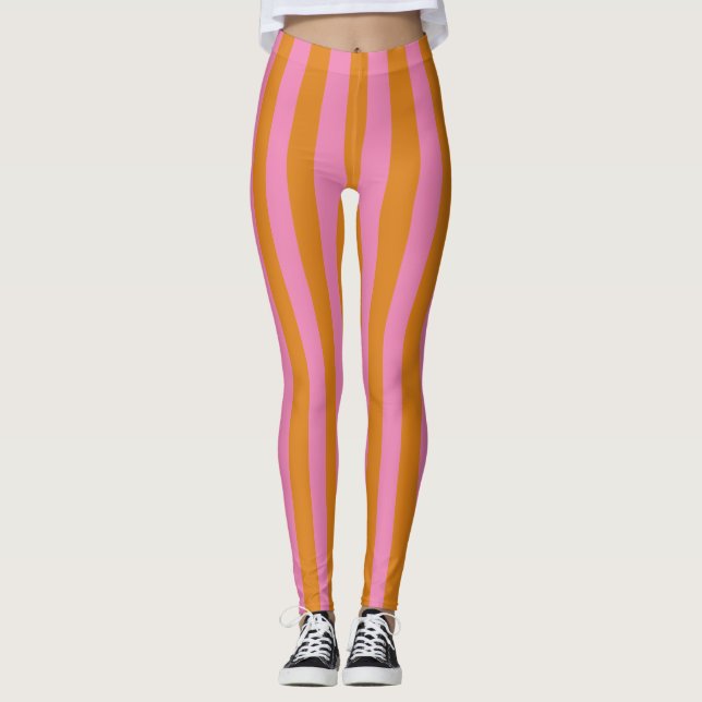 Leggings Rayas rosadas y Naranjas (Anverso)