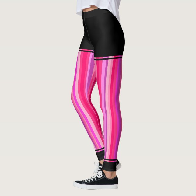 Leggings Rayas rosadas y púrpuras femeninas + Regiones (Izquierda)