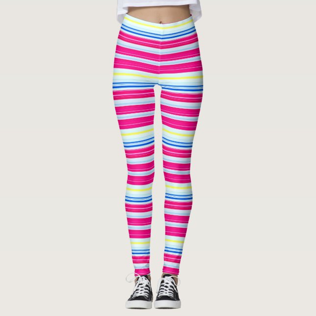 Leggings Rayas rosas azules cortas (Anverso)