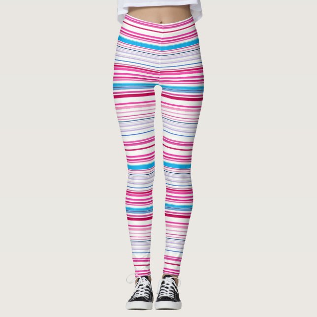 Leggings Rayas rosas azules cortas (Anverso)