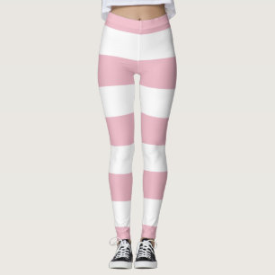 Leggings Rayas rosas, franjas blancas, patrón rayado
