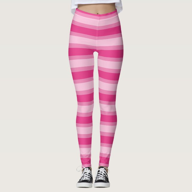 Leggings Rayas rosas, rosas y rosadas calientes (Anverso)
