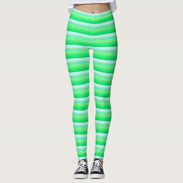 Leggings Rayas verdes aqua lindas (Anverso)
