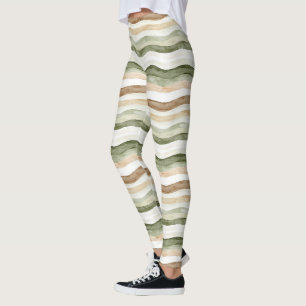 Leggings Rayas Verdes Crema Marrón