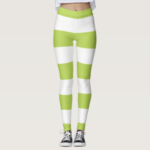 Leggings Rayas verdes, rayas blancas, patrón rayado