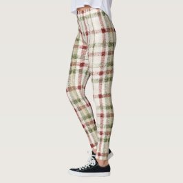 Leggings Rayas Verdes Rojas Crema Acogedoras