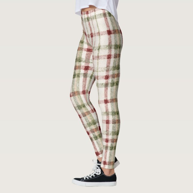 Leggings Rayas Verdes Rojas Crema Acogedoras (Izquierda)