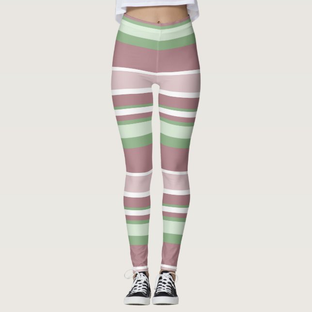 Leggings Rayas verdes, rosas y rosadas (Anverso)
