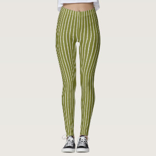 Leggings Rayas verdes y blancas de oliva con líneas desigu