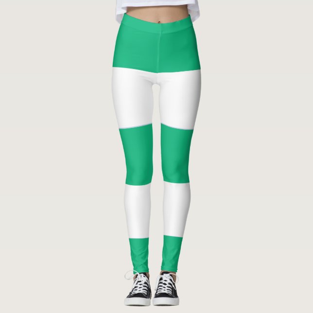 Leggings ¡Rayas verdes y blancas para la diversión! (Anverso)