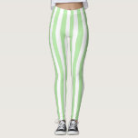 Leggings Rayas verdes y blancas suaves verticales<br><div class="desc">Arte digital abstracto de rayas verdes y blancas suaves verticales</div>