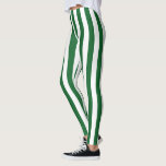 Leggings Rayas verdes y blancas verticales<br><div class="desc">Arte digital abstracto de rayas verdes y blancas verticales</div>