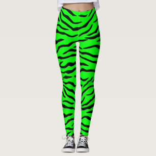 Leggings Rayas verdes y negras de neón brillantes del tigr