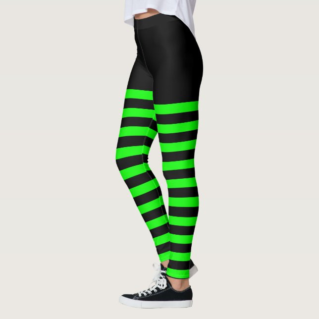 Leggings Rayas verdes y negras Halloween Bruja a rayas (Izquierda)